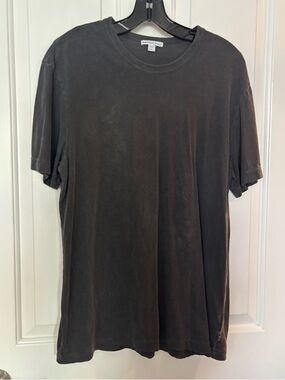 EUC James Perse Mens Stone Washed Charcoal Crew Neck Tee size 2/M